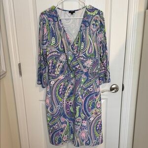 Talbots faux  Jersey wrap Paisley Dress XL